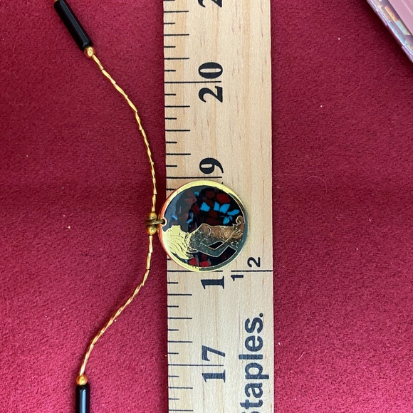 Vintage 70's Artisan's Gold Necklace with Woman and Stones. 18" - Picture 5 of 7